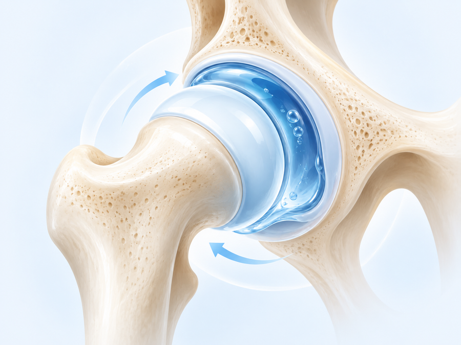 Your hip glides on fluid